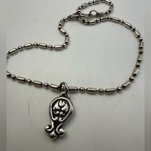 925 Mexico Sterling Silver Beaded Bracelet / Anklet with Pendant – 9.5”